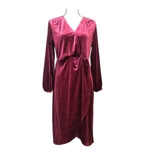 A New Day Women's Wrap Dress Velvet Red Whimsigoth Fairy Romantic V Neck Medium
